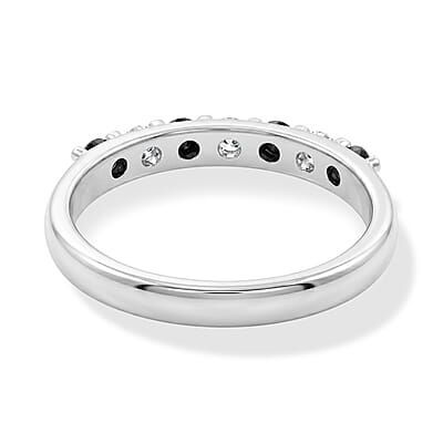 Black Onyx and Simulated Diamond 0.50 ctw Band Ring in Sterling Silver (Size 7.0)