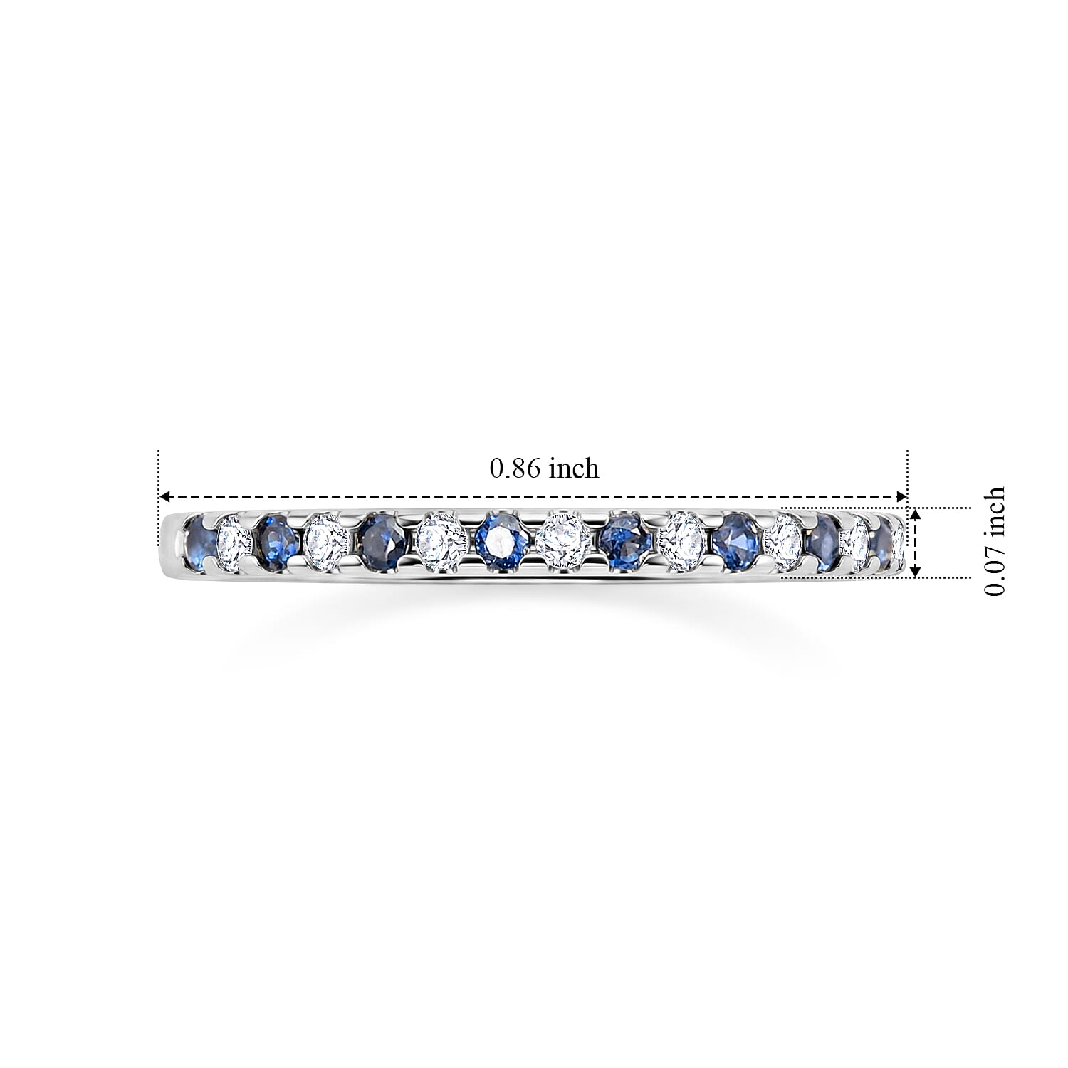 Tanzanite and White Topaz 0.10 ctw Band Ring in Sterling Silver (Size 6.0)