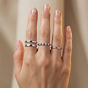 Tanzanite and White Topaz 0.10 ctw Band Ring in Sterling Silver (Size 7.0)