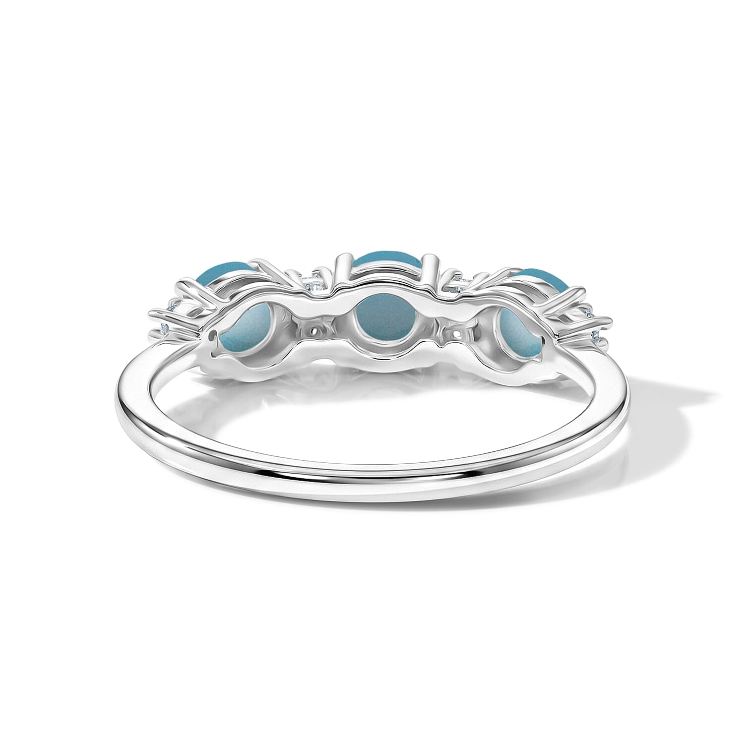 Larimar and Simulated Diamond 0.75 ctw Band Ring in Sterling Silver (Size 10.0)