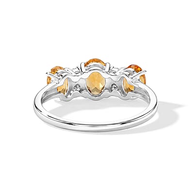 Brazilian Citrine and Simulated Diamond 2.00 ctw Band Ring in Sterling Silver (Size 8.0)