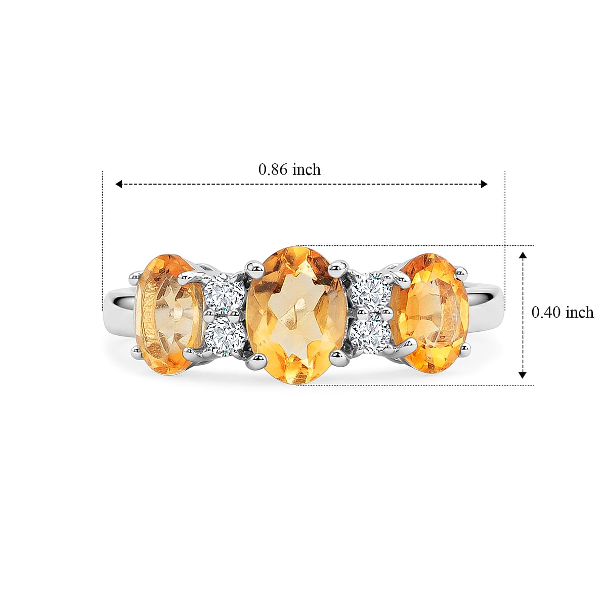 Brazilian Citrine and Simulated Diamond 2.00 ctw Band Ring in Sterling Silver (Size 8.0) image number 5