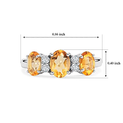 Brazilian Citrine and Simulated Diamond 2.00 ctw Band Ring in Sterling Silver (Size 8.0)