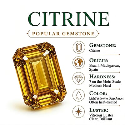 Brazilian Citrine and Simulated Diamond 2.00 ctw Band Ring in Sterling Silver (Size 8.0)