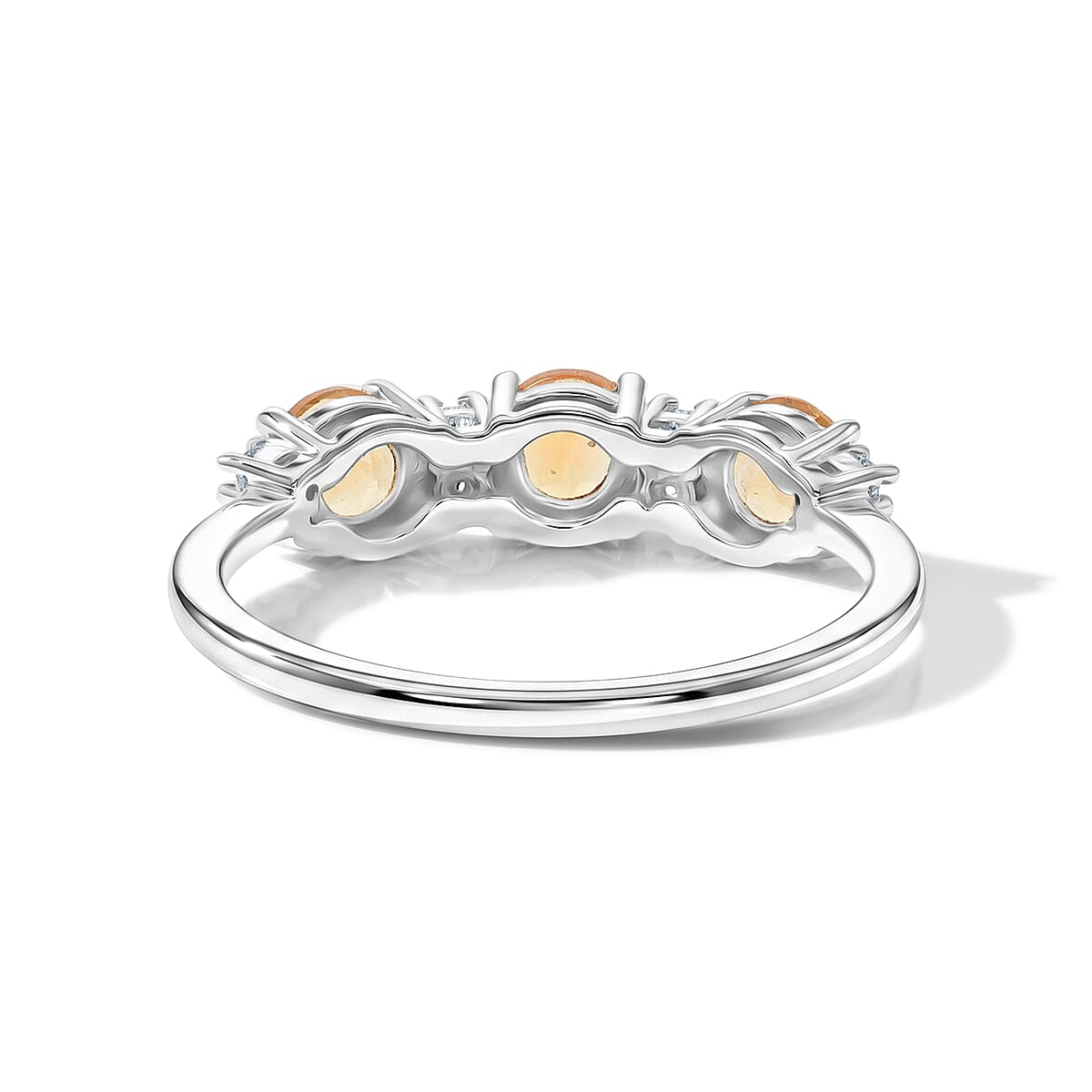 Brazilian Citrine and Simulated Diamond 0.70 ctw Band Ring in Sterling Silver (Size 8.0) image number 4