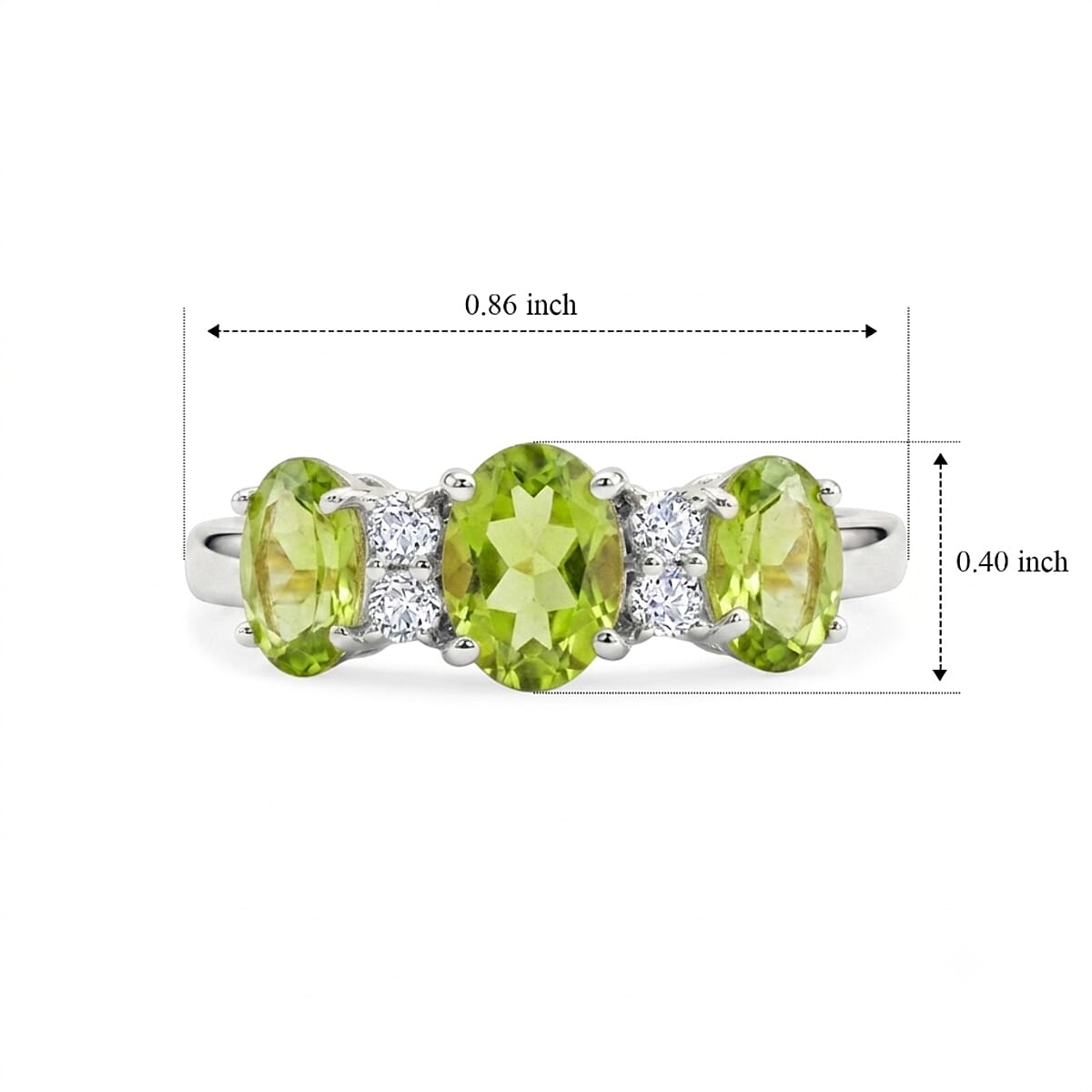 Hebei Peridot and Simulated Diamond 2.00 ctw Band Ring in Sterling Silver (Size 8.0) image number 5