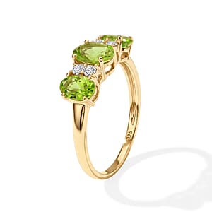 Hebei Peridot and Simulated Diamond 2.00 ctw Band Ring in 14K Yellow Gold Over Sterling Silver (Size 9.0)