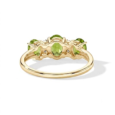 Hebei Peridot and Simulated Diamond 2.00 ctw Band Ring in 14K Yellow Gold Over Sterling Silver (Size 9.0)