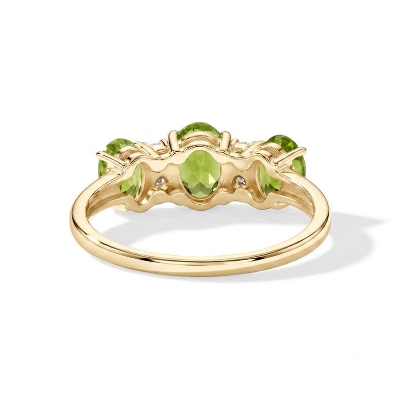 Hebei Peridot and Simulated Diamond 2.00 ctw Band Ring in 14K Yellow Gold Over Sterling Silver (Size 9.0)
