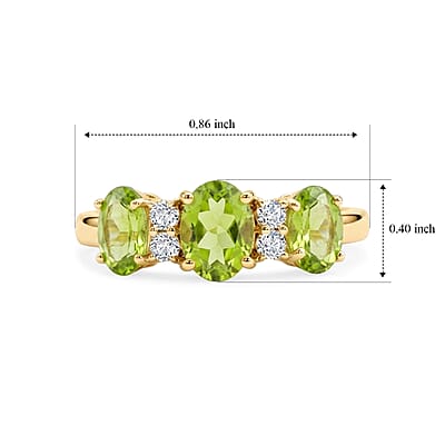 Hebei Peridot and Simulated Diamond 2.00 ctw Band Ring in 14K Yellow Gold Over Sterling Silver (Size 9.0)