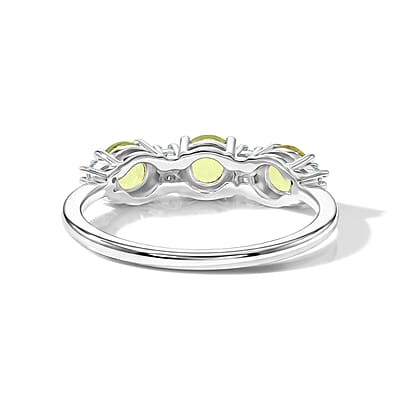 Hebei Peridot and Simulated Diamond 0.70 ctw Band Ring in Sterling Silver (Size 7.0)