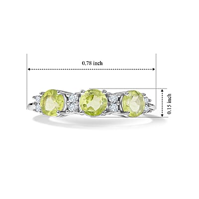 Hebei Peridot and Simulated Diamond 0.70 ctw Band Ring in Sterling Silver (Size 7.0)