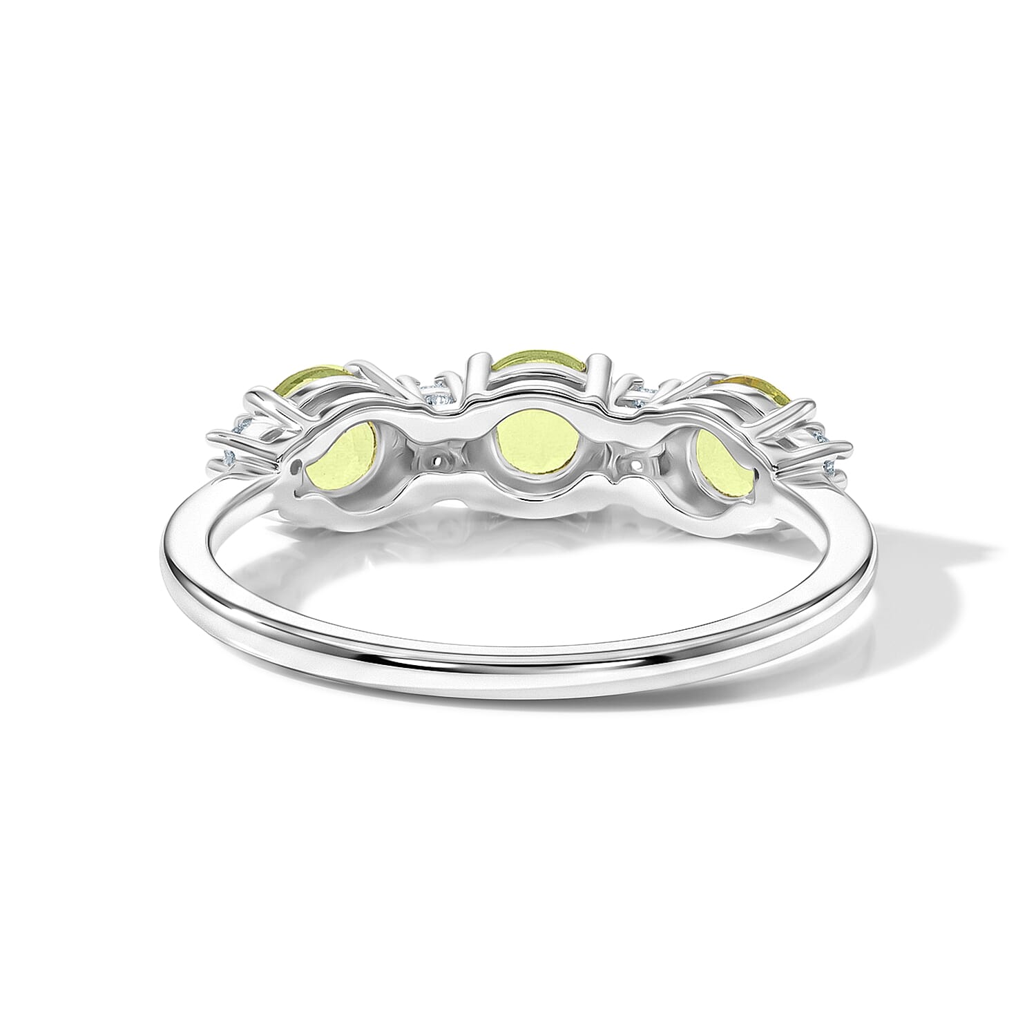 Hebei Peridot and Simulated Diamond 0.70 ctw Band Ring in Sterling Silver (Size 8.0)