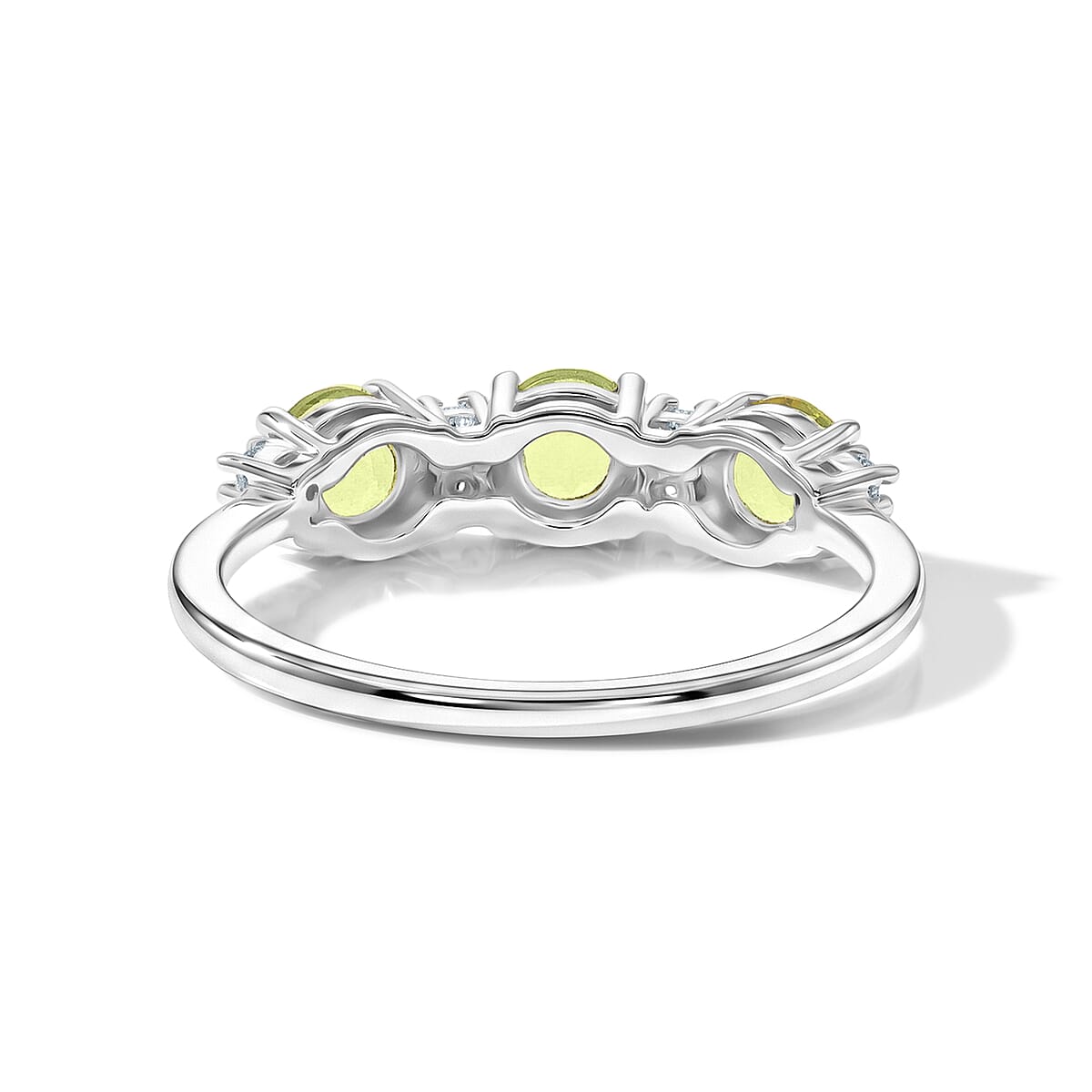 Hebei Peridot and Simulated Diamond 0.70 ctw Band Ring in Sterling Silver (Size 8.0) image number 4