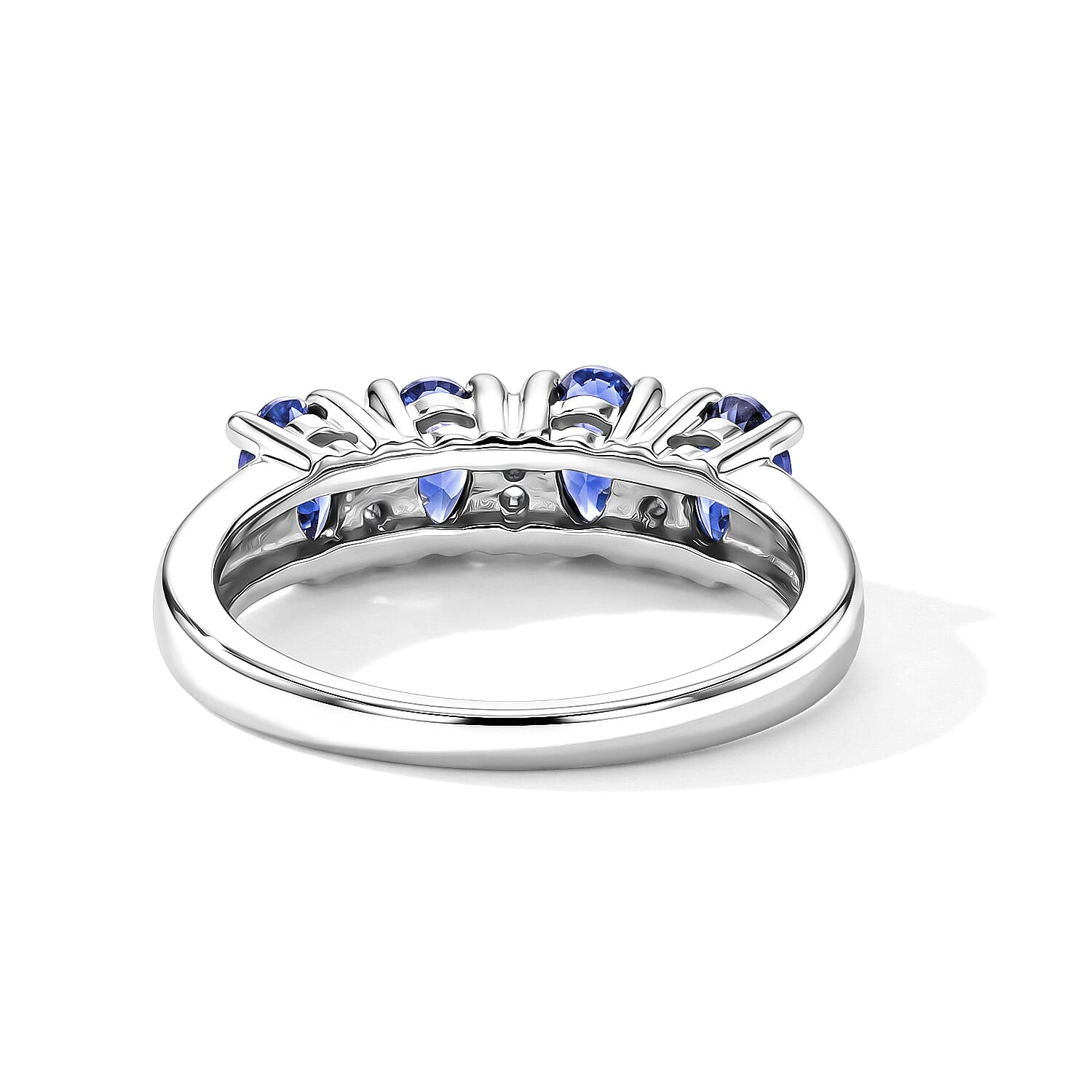 Tanzanite and Simulated Diamond 0.90 ctw Band Ring in Sterling Silver (Size 9.0)