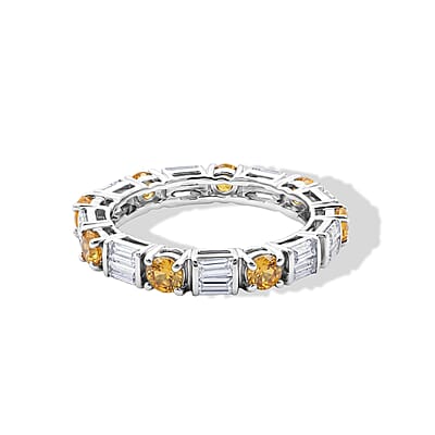 Brazilian Citrine and White Topaz 1.85 ctw Band Ring in Sterling Silver (Size 6.5)
