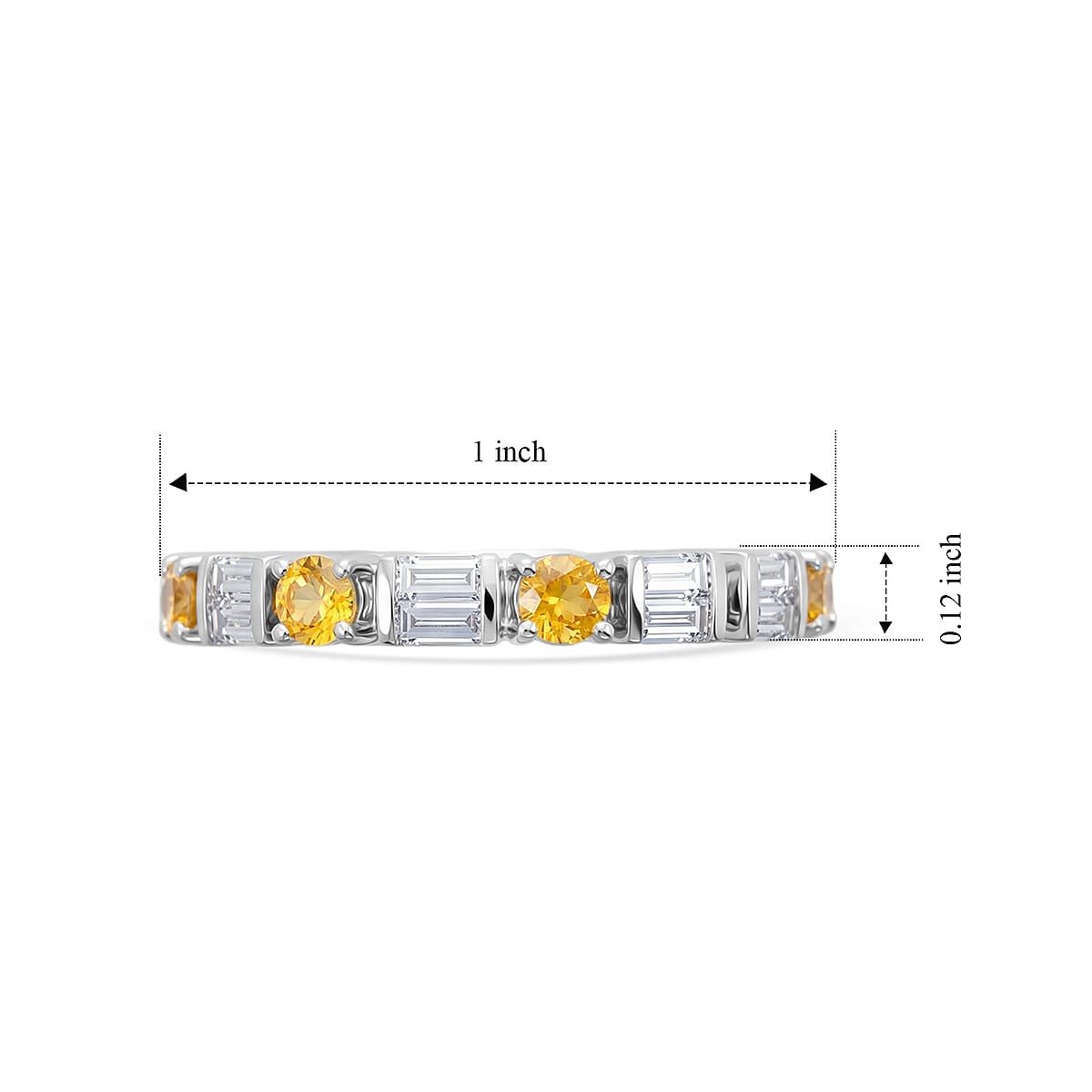 Brazilian Citrine and White Topaz 1.85 ctw Band Ring in Sterling Silver (Size 6.5)  image number 5