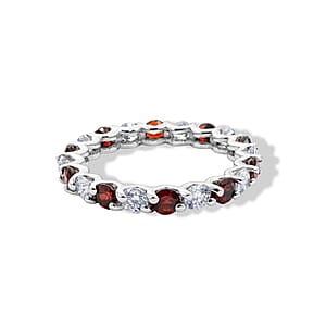 Mozambique Garnet and White Topaz 1.75 ctw Band Ring in Sterling Silver (Size 7.0)