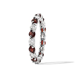 Mozambique Garnet and White Topaz 1.75 ctw Band Ring in Sterling Silver (Size 7.0)