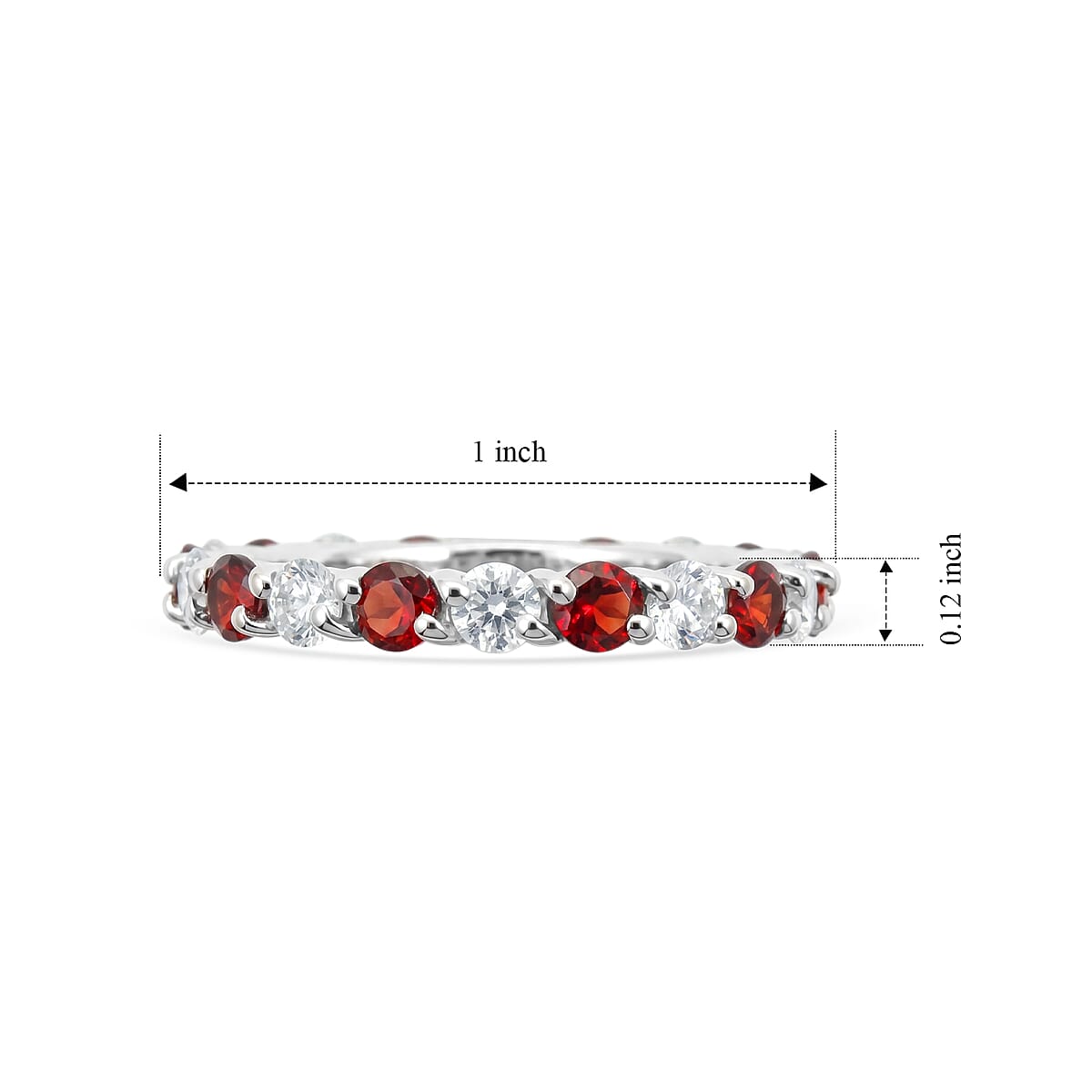 Mozambique Garnet and White Topaz 1.75 ctw Band Ring in Sterling Silver (Size 7.0) image number 5