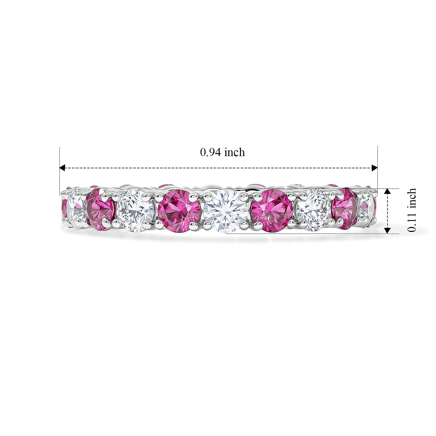 Ruby and White Topaz 1.60 ctw Band Ring in Sterling Silver (Size 7.0)