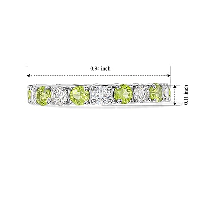 Hebei Peridot and White Topaz 1.60 ctw Band Ring in Sterling Silver (Size 7.0)