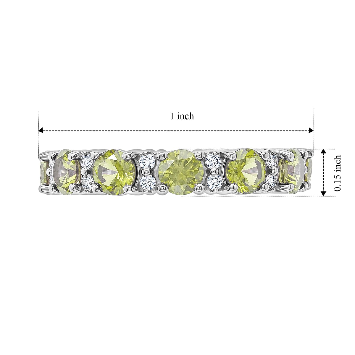 Hebei Peridot and White Topaz 2.70 ctw Band Ring in Sterling Silver (Size 5.0) image number 5