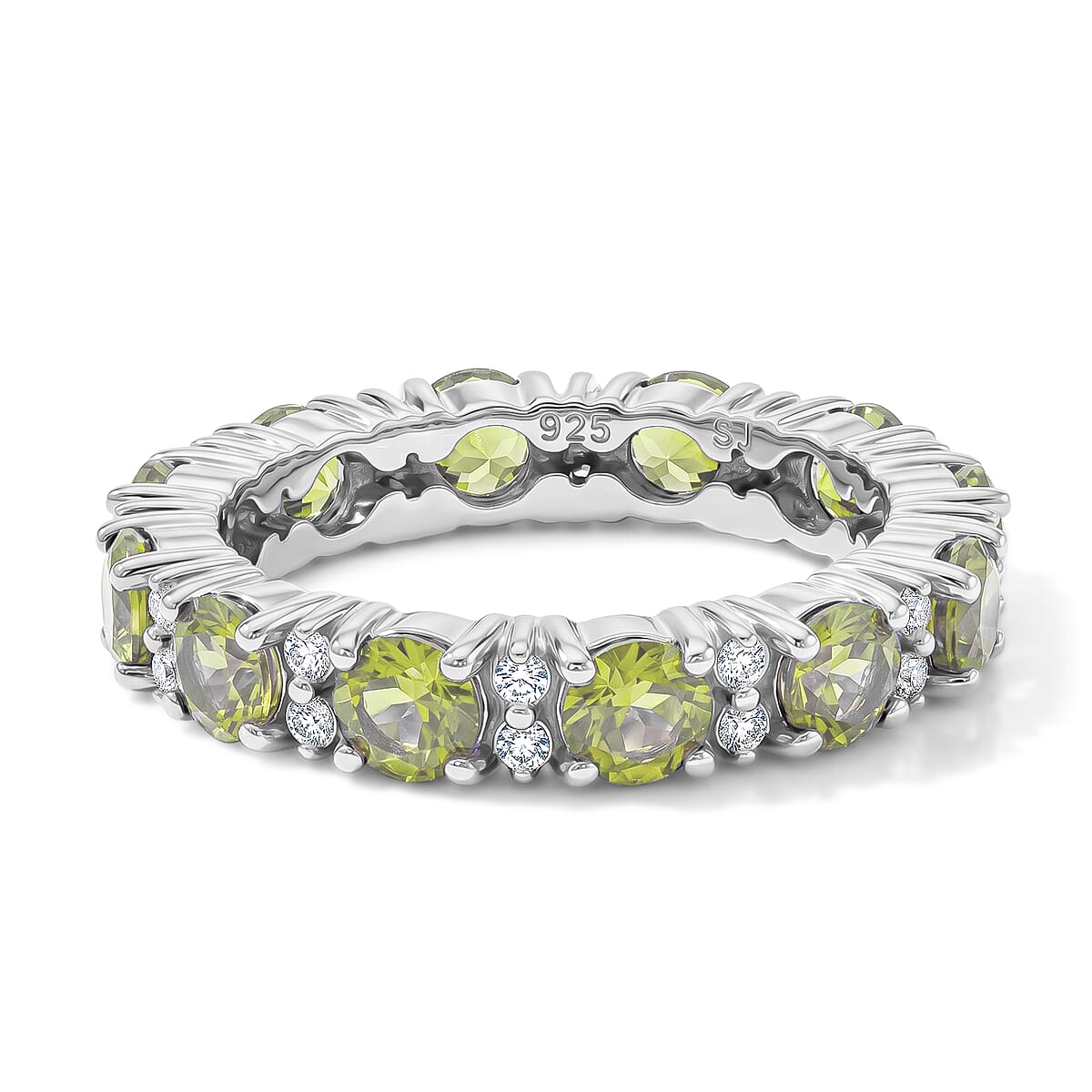 Hebei Peridot and White Topaz 2.70 ctw Band Ring in Sterling Silver (Size 6.0) image number 4