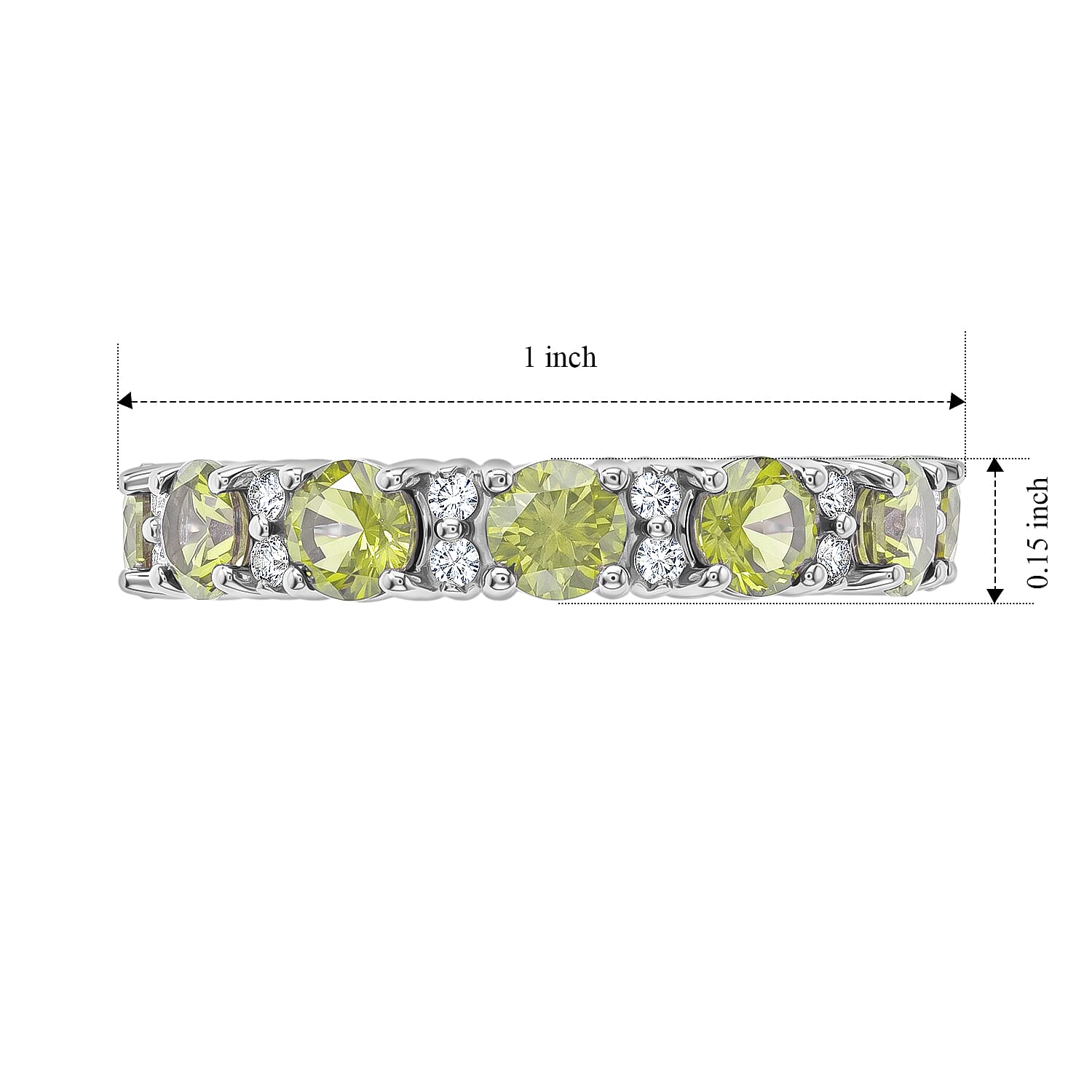 Hebei Peridot and White Topaz 2.70 ctw Band Ring in Sterling Silver (Size 8.0)