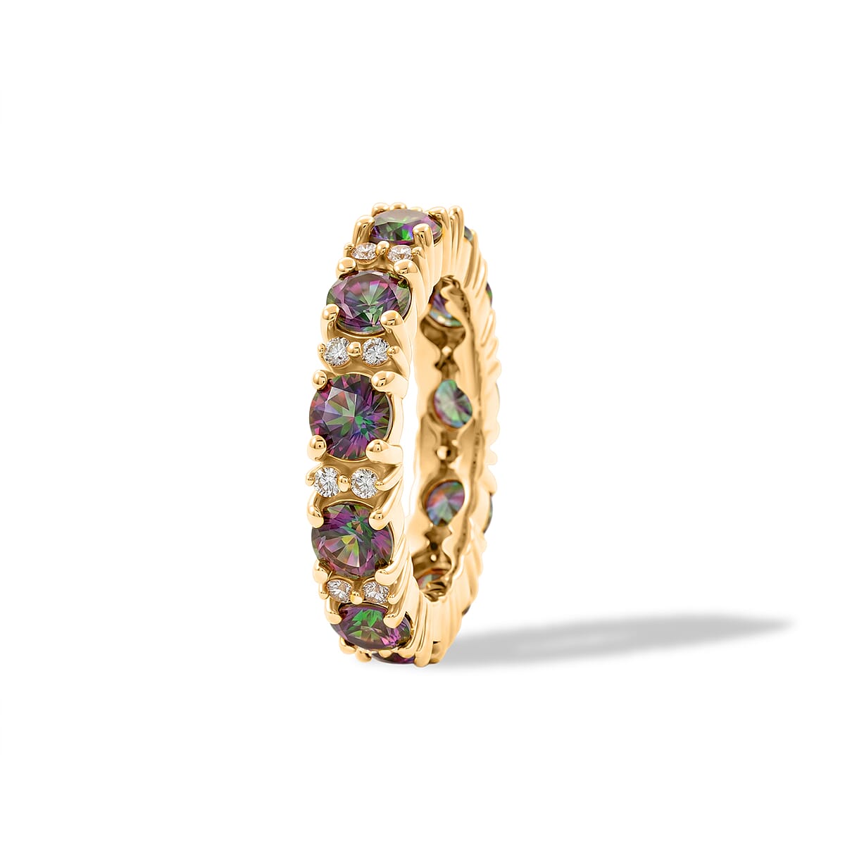 Mystic and White Topaz 2.50 ctw Band Ring in Sterling Silver (Size 5.0) image number 3
