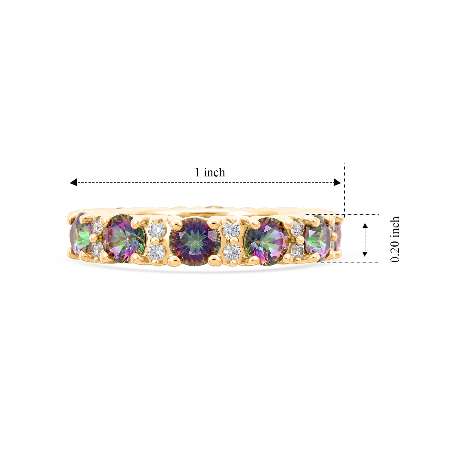 Mystic and White Topaz 2.50 ctw Band Ring in Sterling Silver (Size 5.0)