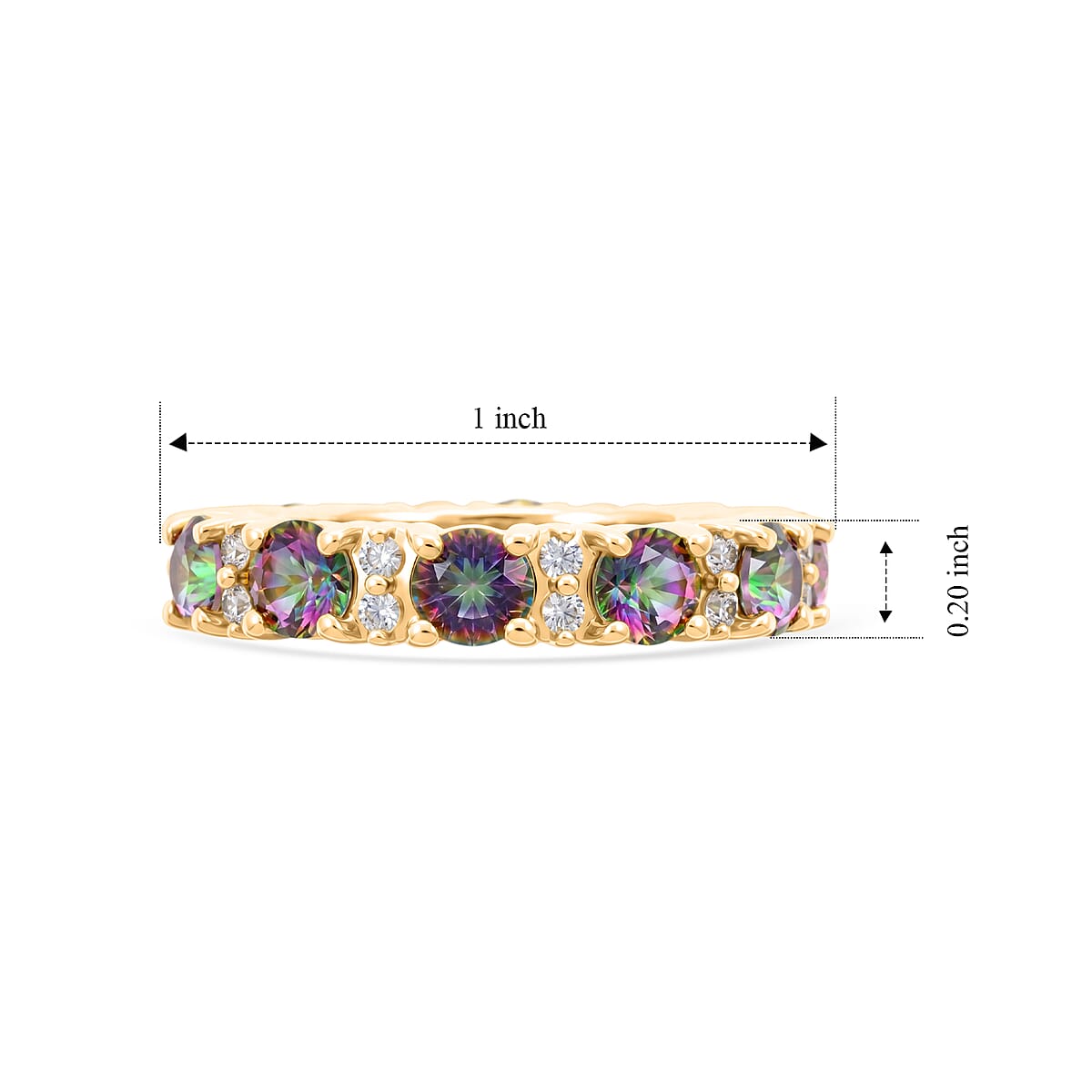 Mystic and White Topaz 2.50 ctw Band Ring in Sterling Silver (Size 5.0) image number 5