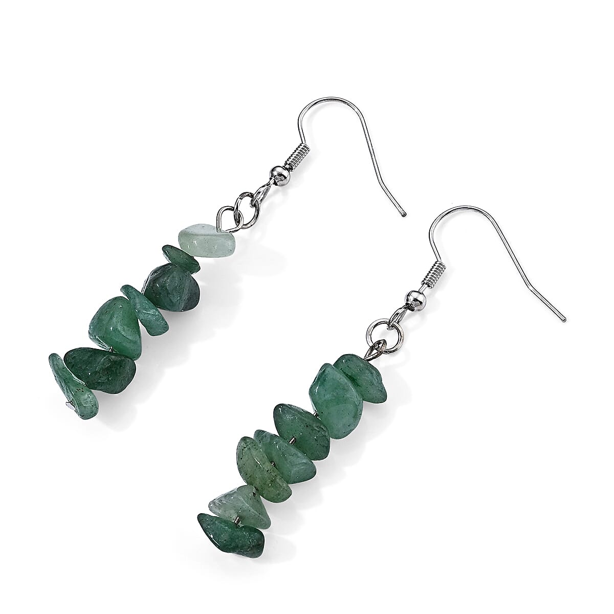 Green Aventurine 18.00 ctw Set of 2 Earrings in Silvertone