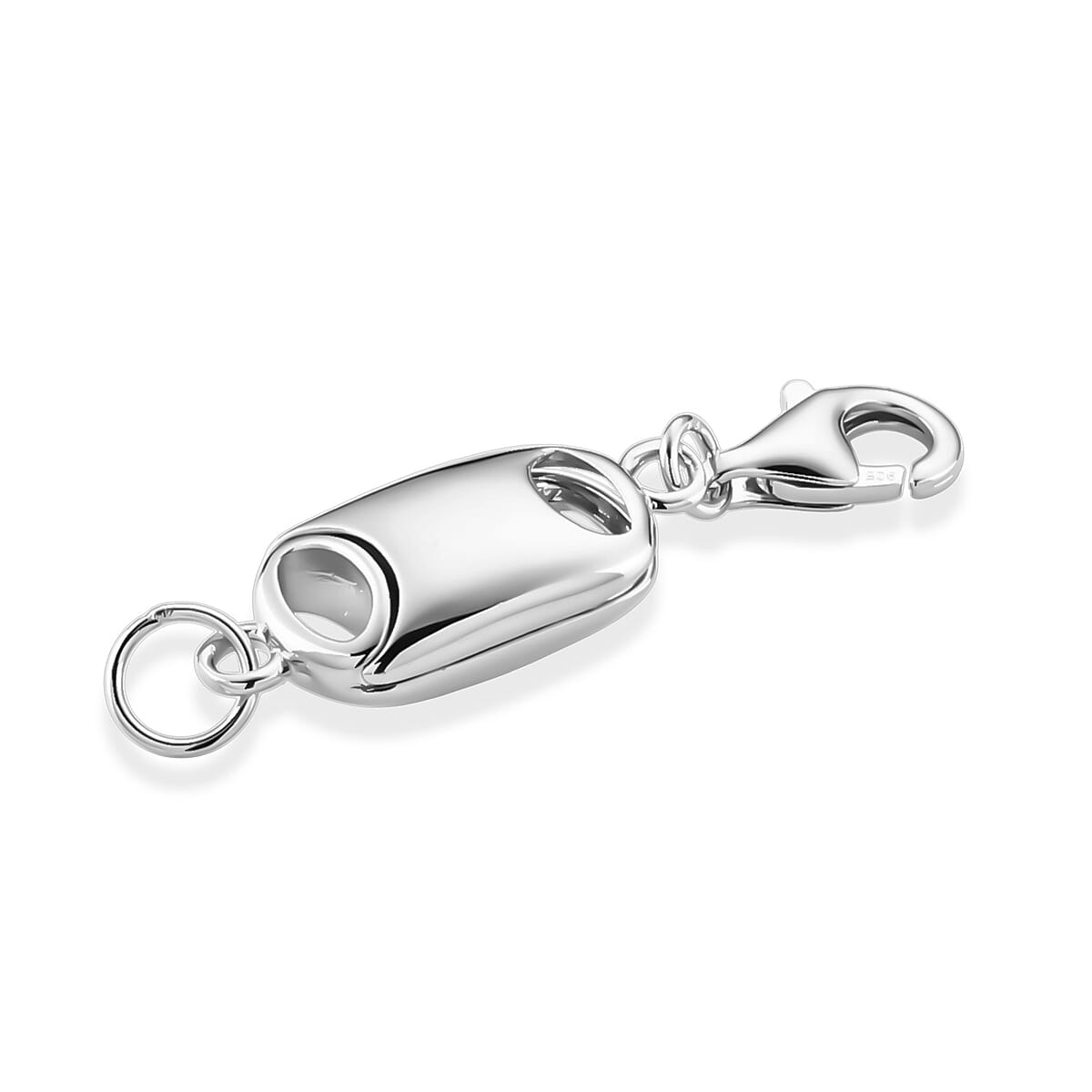 Rhodium Over Sterling Silver Magnetic Lock with 9mm Lobster Clasp (2 g) image number 1