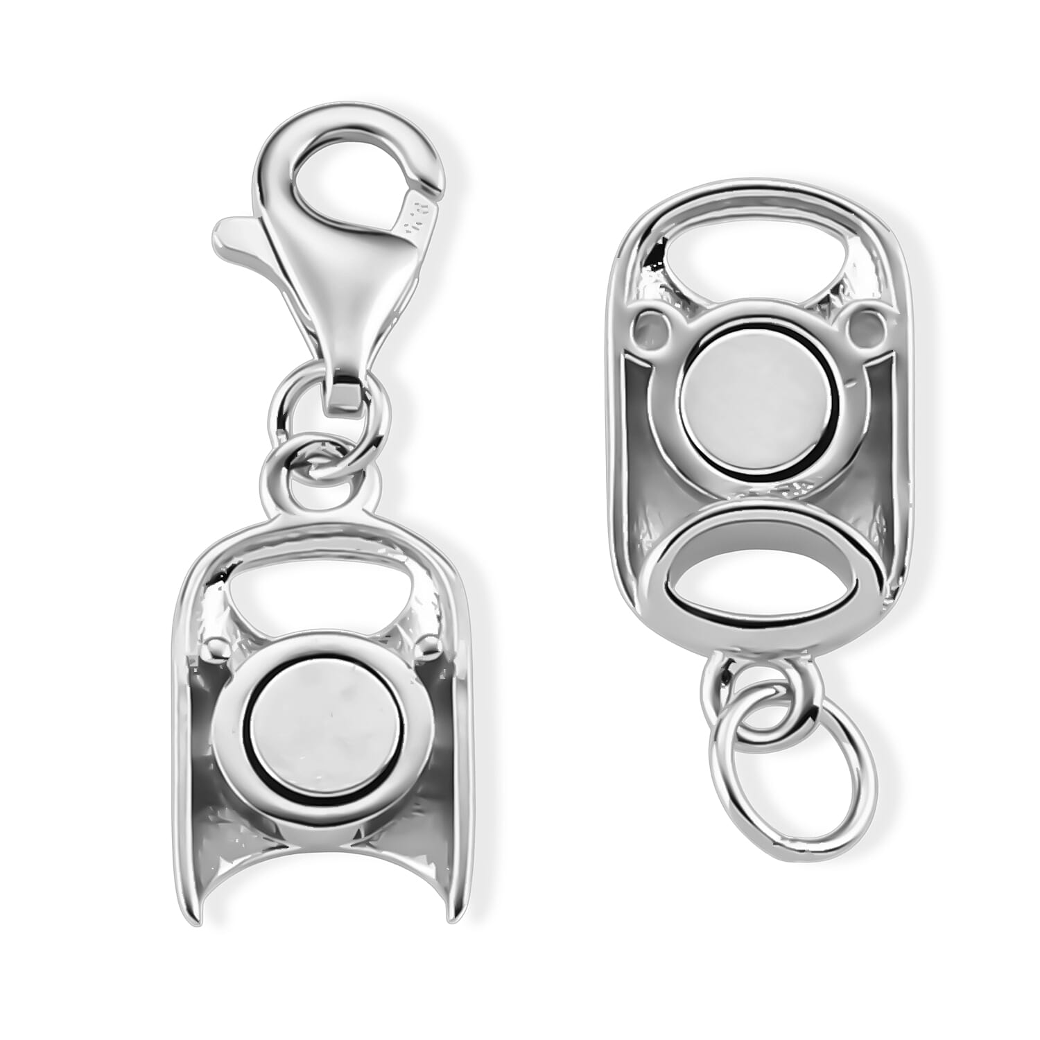 Rhodium Over Sterling Silver Magnetic Lock with 9mm Lobster Clasp (2 g)