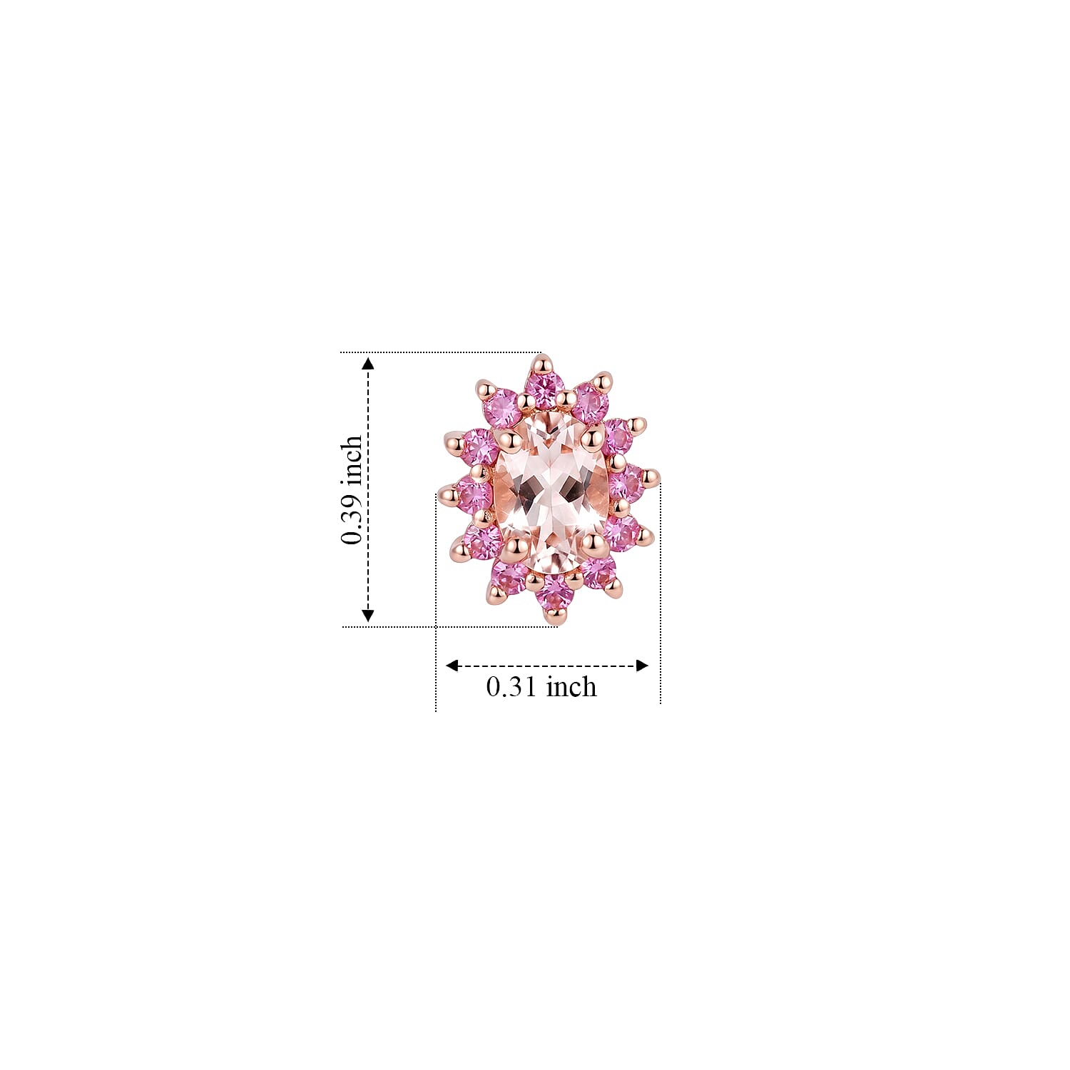 D'Joy Premium Pink Morganite and Pink Sapphire 1.60 ctw Stud Earrings in 18K Vermeil Rose Gold Over Sterling Silver