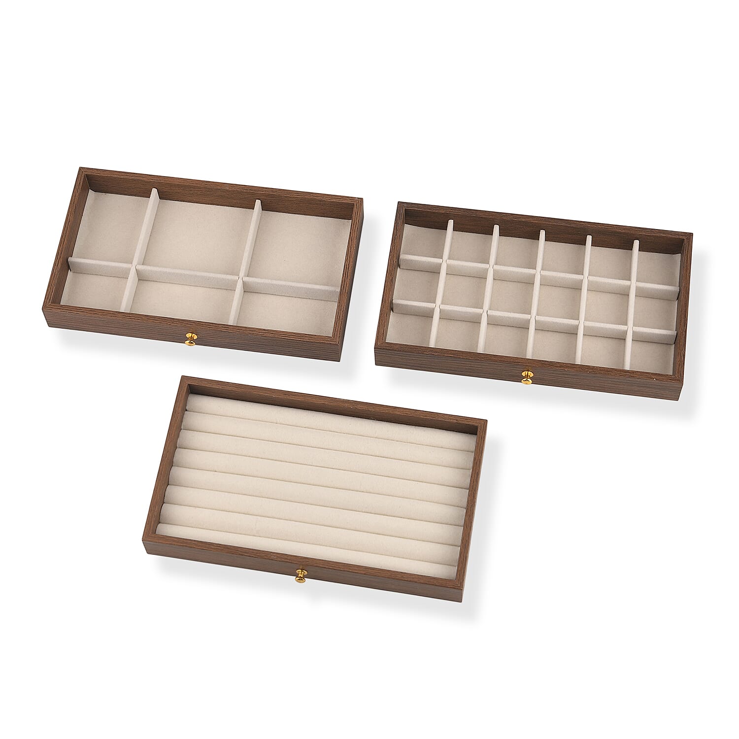 Livmore Cream Anti Tarnish 3 Layer with Transparent Cover Wood and MDF Jewelry Box