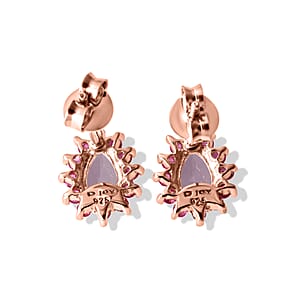 D'Joy Premium Pink Morganite and Pink Sapphire 1.60 ctw Stud Earrings in 18K Vermeil RG Over Sterling Silver