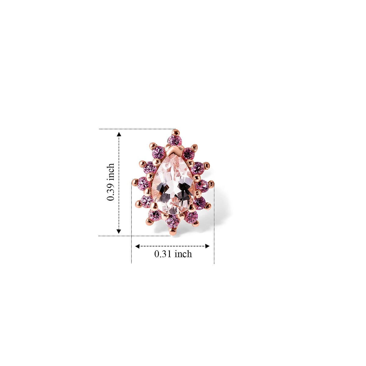 D'Joy Premium Pink Morganite and Pink Sapphire 1.60 ctw Stud Earrings in 18K Vermeil RG Over Sterling Silver image number 4