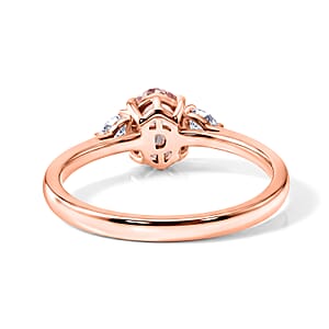 D'Joy Premium Pink Morganite and Moissanite 0.90 ctw Rose Mist Grace Ring in 18K Vermeil RG Over Sterling Silver (Size 10.0)