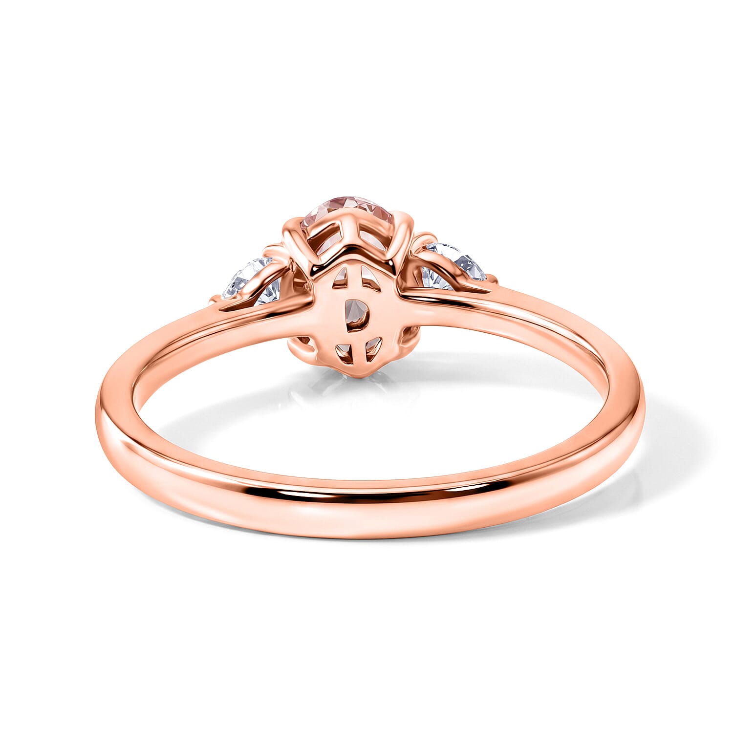 D'Joy Premium Pink Morganite and Moissanite 0.90 ctw Rose Mist Grace Ring in 18K Vermeil RG Over Sterling Silver (Size 6.0)