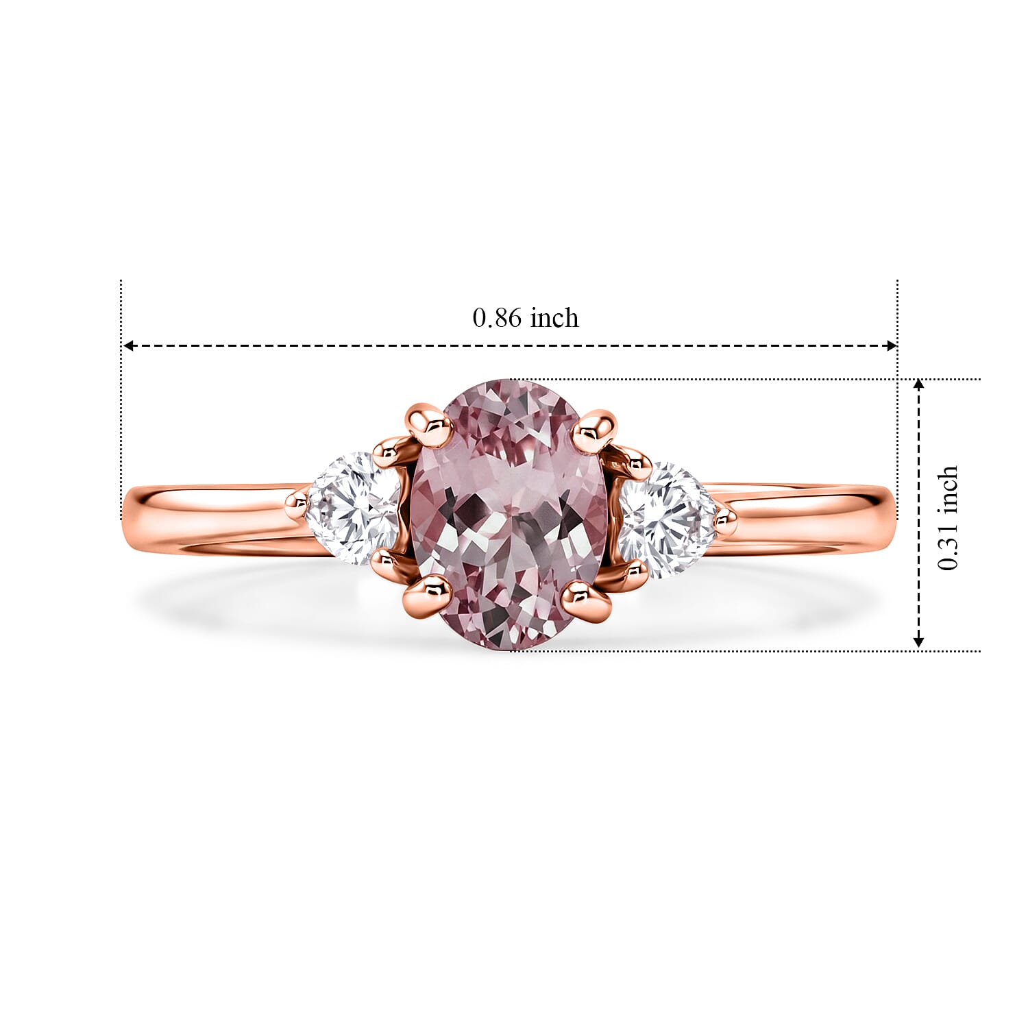 D'Joy Premium Pink Morganite and Moissanite 0.90 ctw Rose Mist Grace Ring in 18K Vermeil RG Over Sterling Silver (Size 6.0)