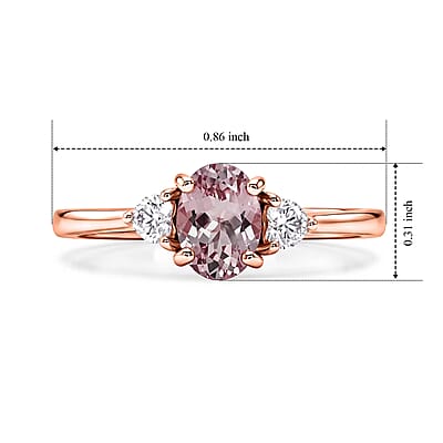 D'Joy Premium Pink Morganite and Moissanite 0.90 ctw Rose Mist Grace Ring in 18K Vermeil RG Over Sterling Silver (Size 6.0)