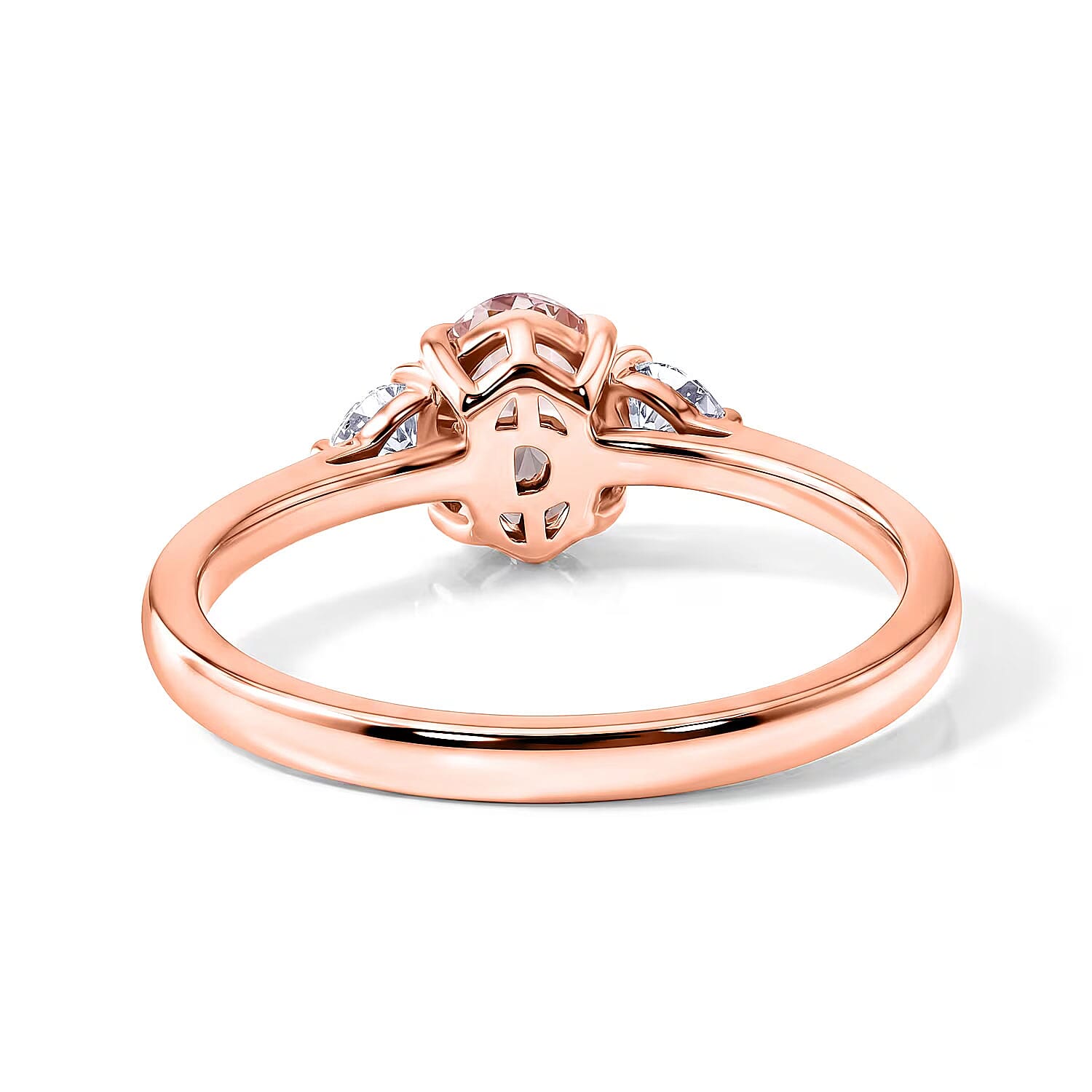 D'Joy Premium Pink Morganite and Moissanite 0.90 ctw Rose Mist Grace Ring in 18K Vermeil RG Over Sterling Silver (Size 6.0)