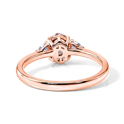 D'Joy Premium Pink Morganite and Moissanite 0.90 ctw Rose Mist Grace Ring in 18K Vermeil RG Over Sterling Silver (Size 6.0)