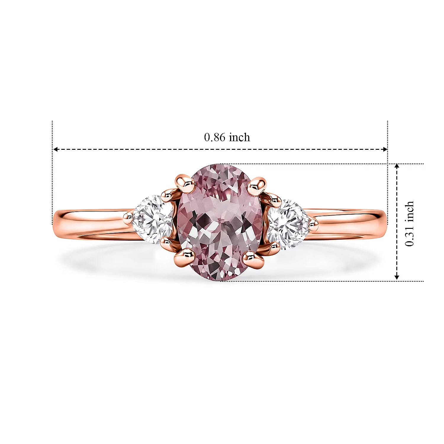 D'Joy Premium Pink Morganite and Moissanite 0.90 ctw Rose Mist Grace Ring in 18K Vermeil RG Over Sterling Silver (Size 7.0)