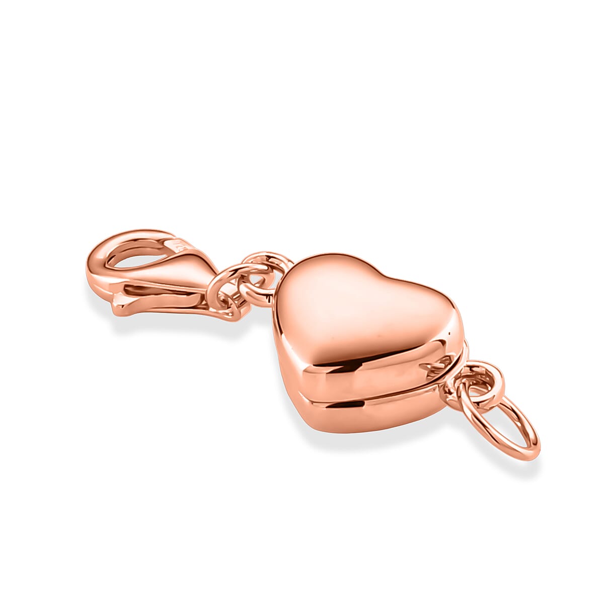 14K RG Over Sterling Silver Heart Shape Magnetic Lock with 9mm Lobster Clasp (2 g) image number 1