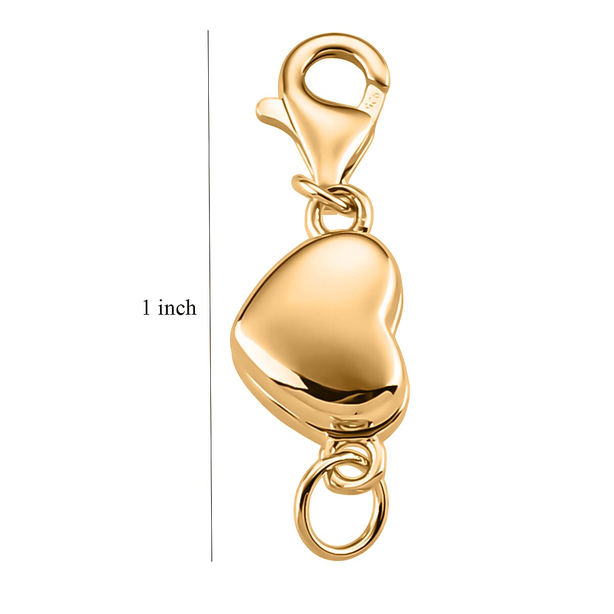 14K YG Over Sterling Silver Heart Shape Magnetic Lock with 9mm Lobster Clasp (2 g) image number 3
