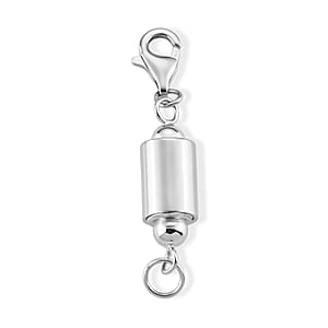 Rhodium Over Sterling Silver Cylindrical Magnetic Lock with 9mm Lobster Clasp (2.65 g)
