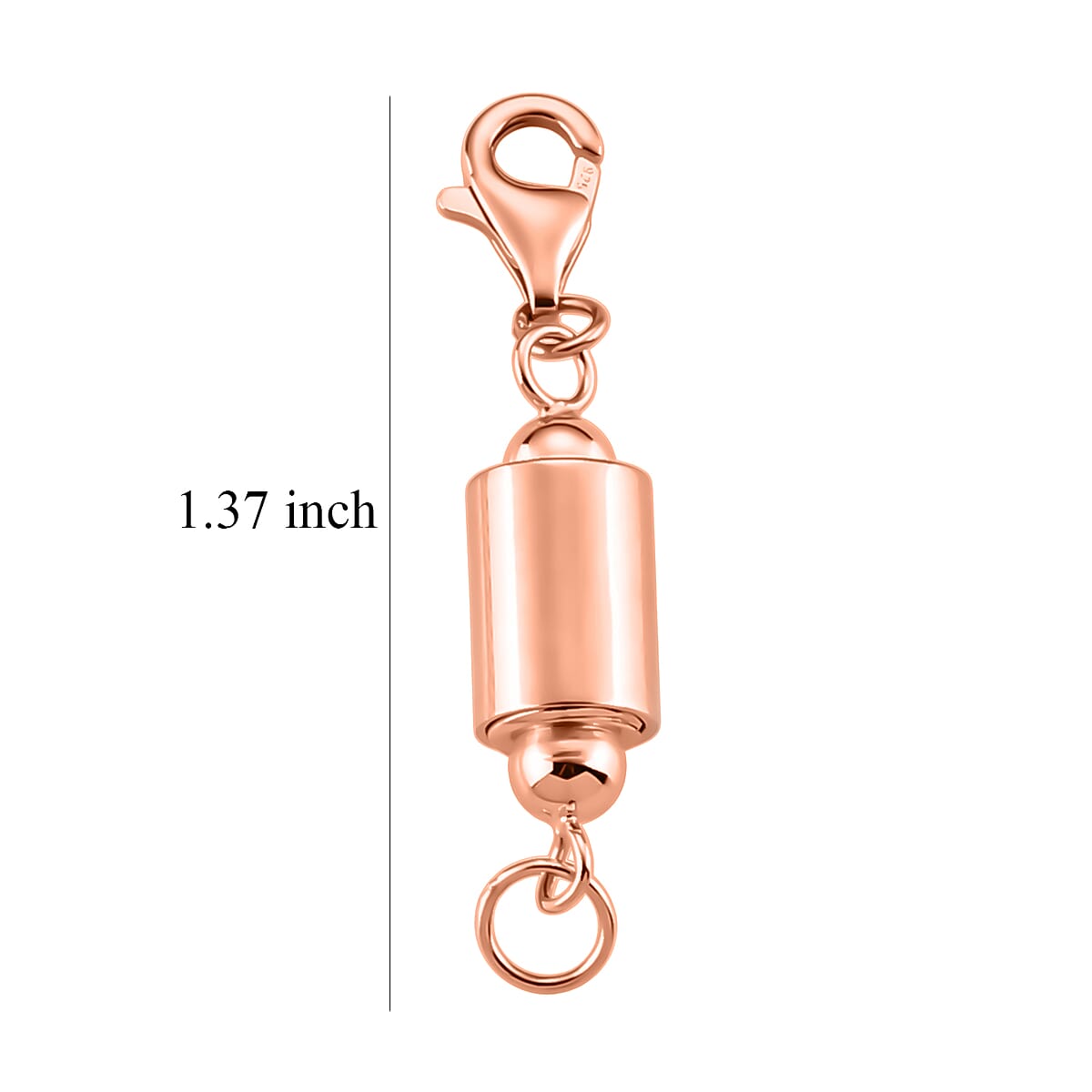 14K RG Over Sterling Silver Cylindrical Magnetic Lock with 9mm Lobster Clasp (2.65 g) image number 3
